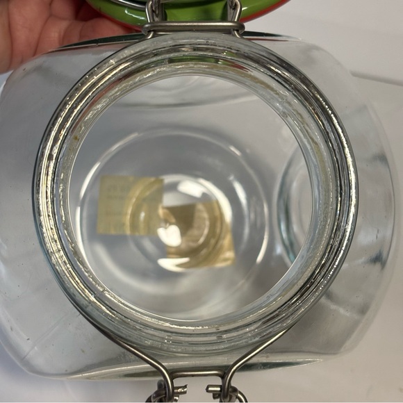 Christmas AMICL Slant Glass Jar Cookie Canister Ceramic Flip Lid Holiday NEW - Picture 12 of 15